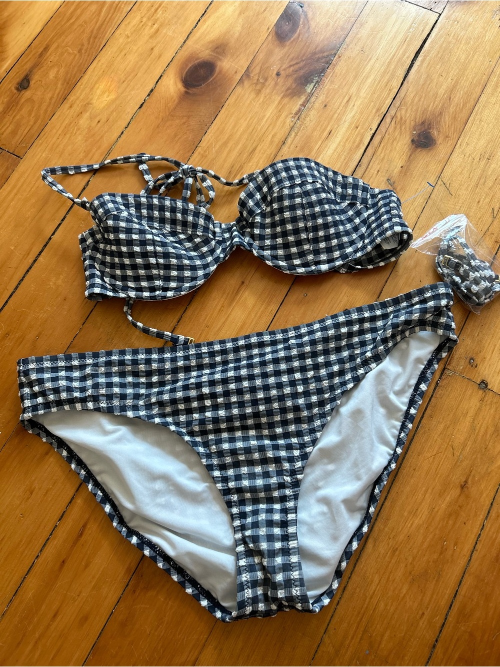 J. Crew gingham bikini set large bottom 36a top